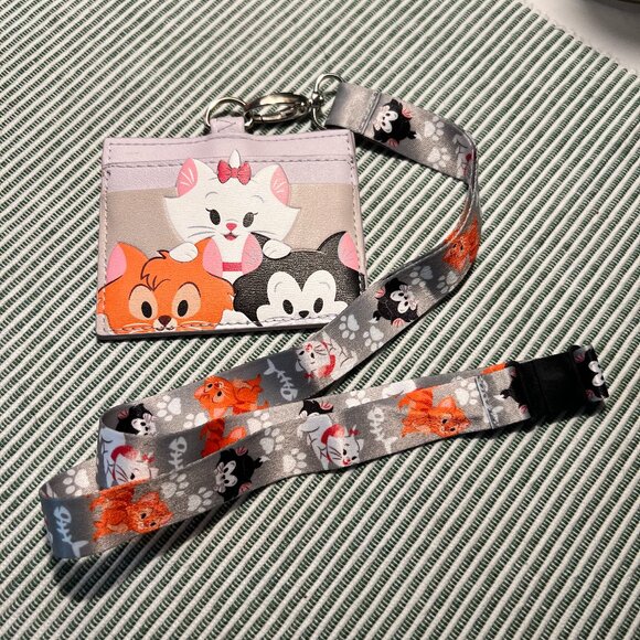 Loungefly Accessories - NWOT Disney Parks Loungefly Cats Characters ID Holder & Lanyard